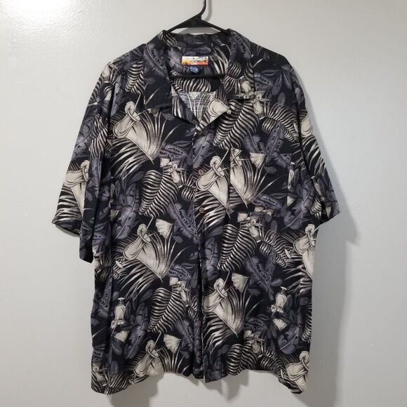 Havana Jack Cafe Men's Shirt XXL 100% Silk Tropical Button Up Short Sleeve - Picture 10 of 10